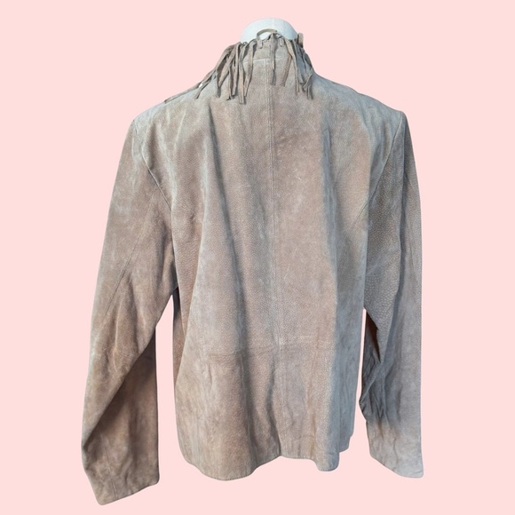 Vintage Suede Fringe Genuine Leather Jacket MACHINE WASHABLE Size Large - Picture 2 of 11